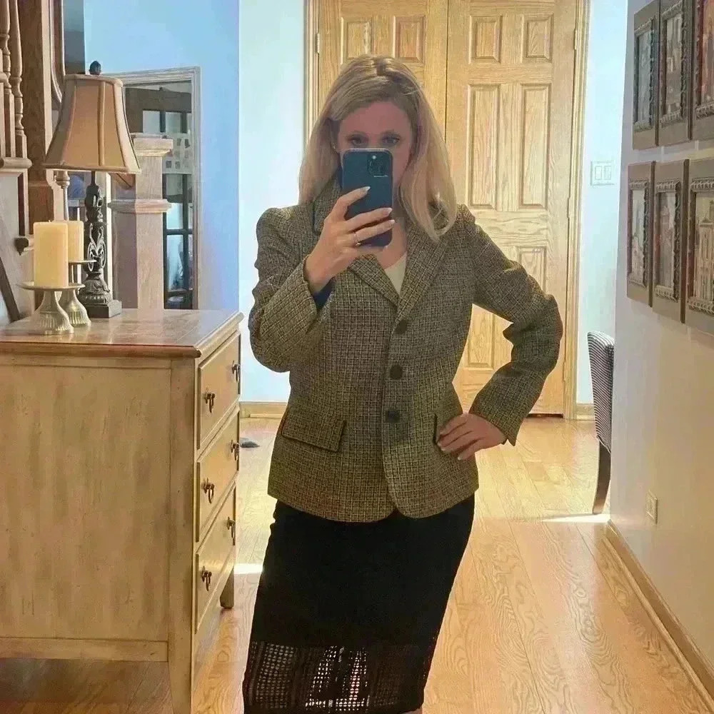 Evan Picone Womens Career Blazer Jacket Black Yellow Size 8 - Picture 10 of 12